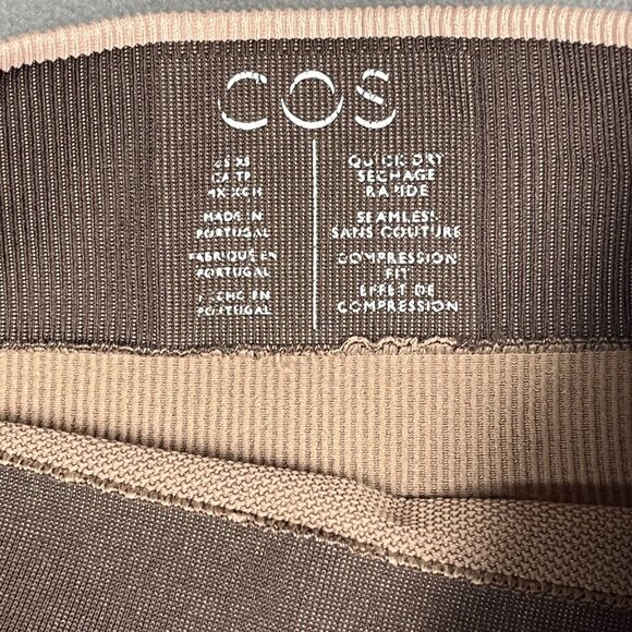 COS Women's Leggings XS‎ Brown Seamless Compression Quick Dry Ribbed Panels - Picture 3 of 9